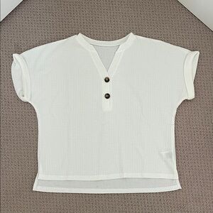SHEIN White Short Sleeve Tee with Button Detail